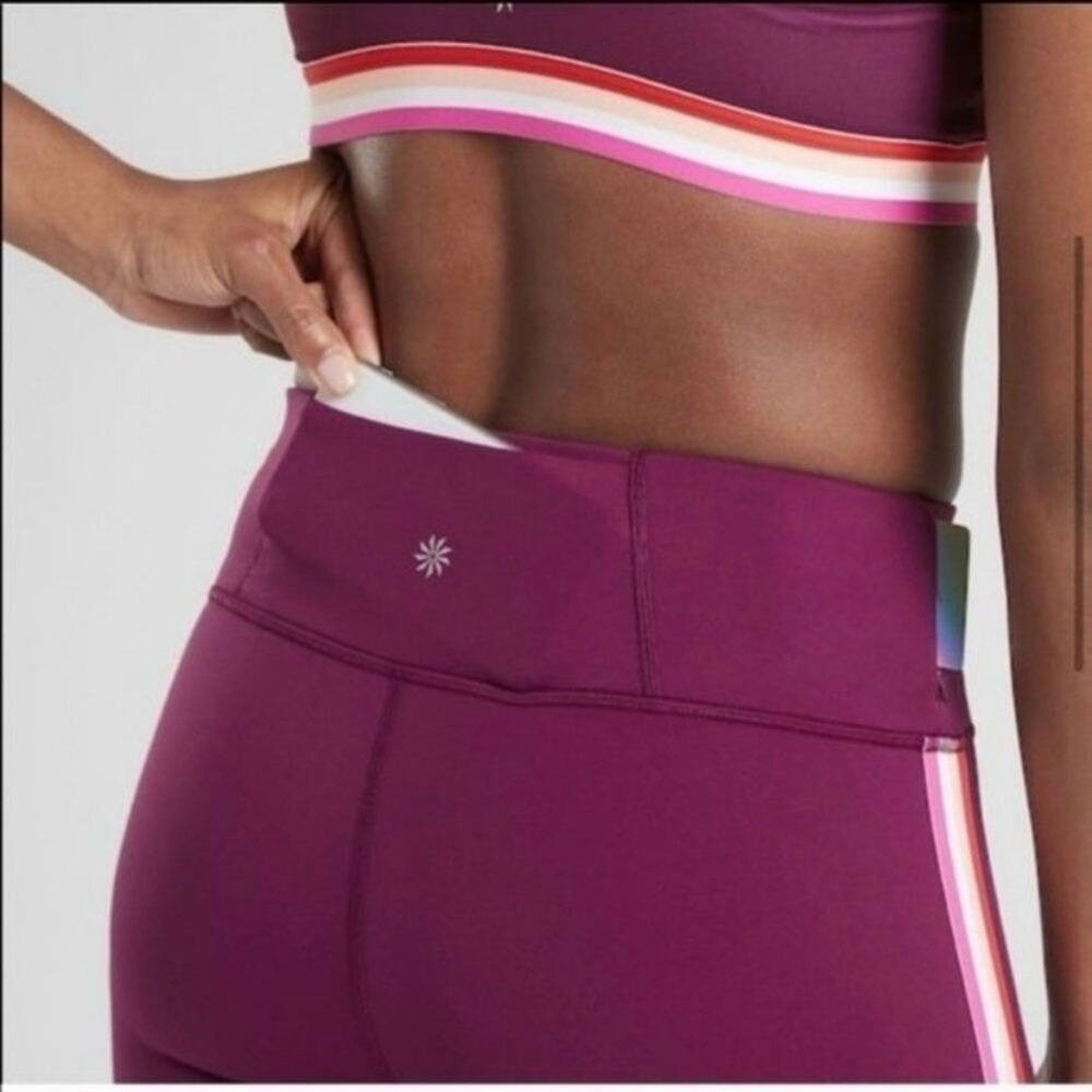 NEW Athleta Contender Side Stripe Powerlift Leggings, Beach Plum Sz S - Picture 6 of 11